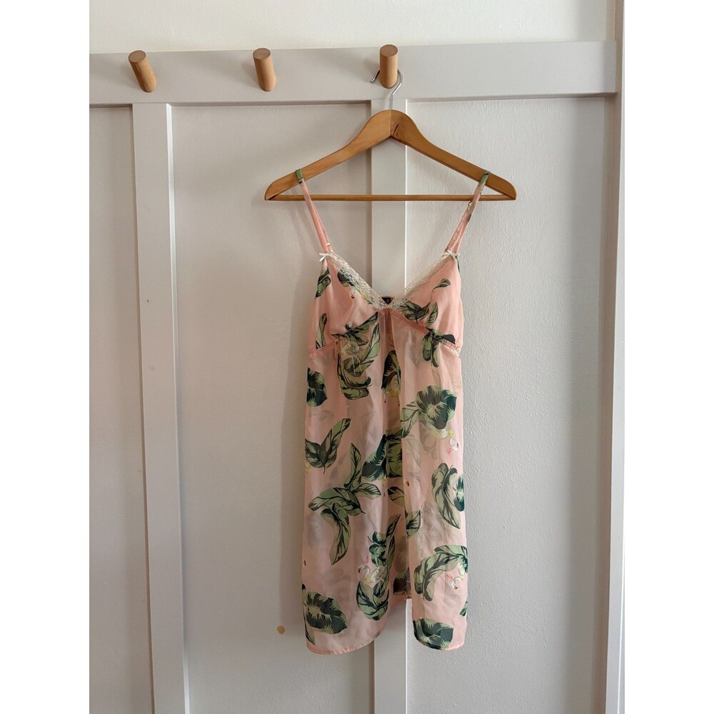Vintage tropical flamingo Sheer + lace Babydoll lingerie The Webster Coquette sm